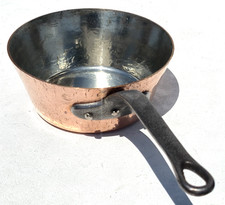 Vintage 8.3inch Copper Saute Pan Made in France Hammered Tin Lining 2mm 4lbs picture