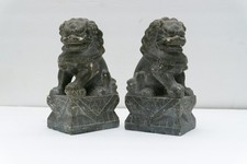 Pair Chinese Foo Dog Guardian Lion Carved Stone Statues 6