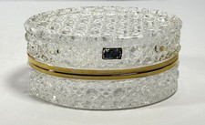 VTG Beyer Bleikristall Lead Crystal Hinged Oval Trinket Box West Germany picture