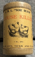 Vintage J.B.L.  Sure Death Louse Killer Small Kills Lice Advertising Container picture