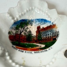 NORWICH NY West Side Park NEW YORK ANTIQUE Souvenir China TRINKET DISH picture