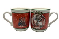 1994 Villeroy & Boch Foxwood Tales Christmas Surprise mugs crafted in Luxembourg picture