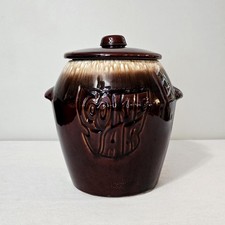 Vintage McCoy Brown Drip Glaze Cookie Jar #7024, 1970s Retro Ceramic Kitchen picture