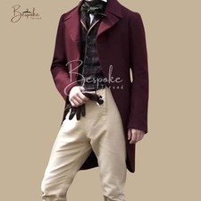 Men’s Burgundy Regency Tailcoat Victorian 19th Century Steampunk Coat Bespoke picture