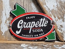 VINTAGE GRAPETTE PORCELAIN SIGN OLD US SODA BEVERAGE COLA POP RESTAURANT DRINK picture