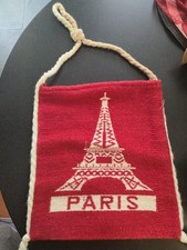 Charming Vintage- Woven Paris Wall Hanging And Souvenir Tapestry Bag. picture