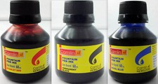 3 Camel Fountain Pen Ink BLACK BLUE RED Bottles 60 ml 2 oz Camlin 3 qty Sealed picture
