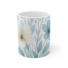 Grandma Gift Mug, Patina Blue Wildflowers Tea Cup picture