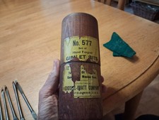 Antique Goodell Pratt Co Hand Forged Gimlet Bits #577 Marked Wood Case set of 12 picture
