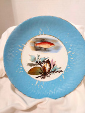 Antique Marx & Gutherz Carlsbad Fish Plate Blue Porcelain Scalloped C1891 8