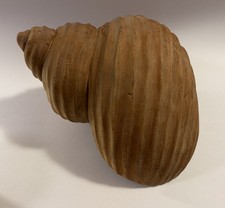 Vtg Carved Wooden Folk Art Nautilus Shell Sculpture 8.5in L x 6in W x 5in T picture