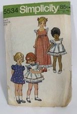 Simplicity Pat 5534 1973 Vtg Toddler Child Dress & Pinafore Sz 2 Complete picture