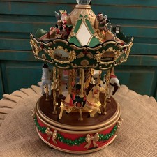 Maisto Christmas Holiday Around The Carousel Musical Animated Merry Go Round picture