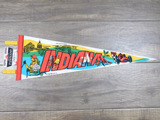 Vintage 1970s 1974 INDIANA USA State Landmarks Travel Souvenir Pennant 24.5 x 8 picture