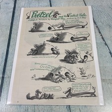 1946 Pretzel & Rabbit Hole Cartoon Vtg Print Ad/Poster Pinup Art Magazine Page picture