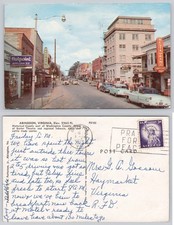Abingdon Virginia Main Street 1954 Chrome Postcard Hotpoint Sampson's Restaurant picture