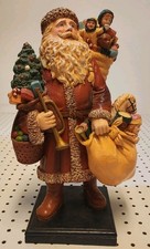 Vintage Silvestri Santa Claus Figurine Heavy Resin Christmas Toy Sack Horn 14