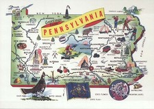 Greetings From Pennsylvania, The Keystone State, Philadelphia etc - Map Postcard picture