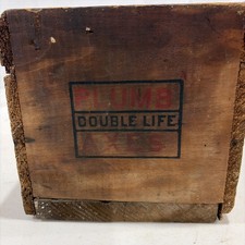 Antique PLUMB Double Life Axes Wood Crate Box 1/2 Doz DB Michigan Marietta Ohio picture