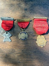 1926 1936 1937 NJ NY Volunteer Firemen Association Convention Badges Lot of 3 picture