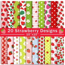 HunnmingRe 20 Pcs 10''x10'' Strawberry 10 inches x 10 inches, Bright Colors picture