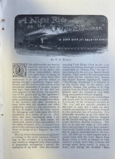 1892 Trains Railroads A Night Ride on the Flying Scotchman illustrated picture
