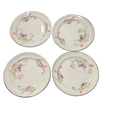 Vtg 1950s Hall Superior Quality China Tulip Dinner Plates Set Of 4 Read 9” picture