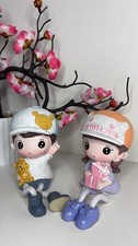 Cute Teddy Bear Couple Figurine | Resin Boy Girl Sitting Décor | Sweet Gift for picture