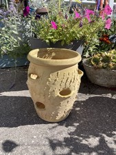 Vtg. Rustic Terracotta Strawberry Herb Pot 12.5