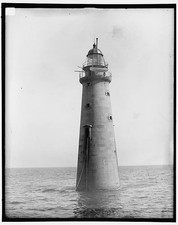 Photo:Boston Mass 1890s Minot's Ledge Lighthouse in Ocean picture