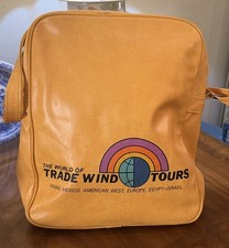 VINTAGE 1970s THE WORLD OF TRADE WIND TOURS TRAVEL BAG YELLOW VINYL picture