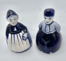 Vintage hand painted Ceramic Blue Dutch Delft's Figurine Bells Lot of 2 gift  picture