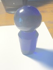 VTG Solid Glass Cobalt Blue Decanter Stopper Small Chip picture