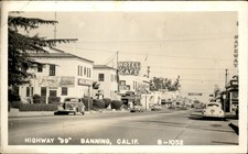 Banning CA Highway 99 Street Scene B-1052 c1940s Real Photo Vintage Postcard bhn picture