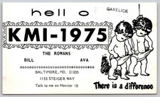 Vintage 1975 CB Radio QSL Postcard KMI-1975 The Rowans Baltimore MD Garelick C9 picture