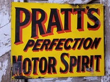 VINTAGE PRATT PORCELAIN SIGN OLD FLANGE TRUCK CAR AUTO MOTOR OIL SERVICE 24