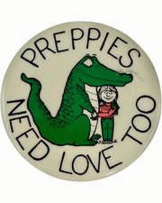 Vintage 1981 Preppies Need Love Too Metal Button Pin picture