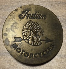 Vintage Indian Motorcycles Brass Pin Badge - Antique Logo Native American Arrow picture