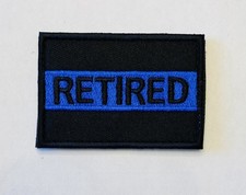 POLICE RETIRED THIN BLUE LINE MILITARY HOOK & LOOP EMBROIDERED PATCH picture