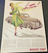 1930s Mercury 8 - Vintage Original Illustrated Color Print Ad / Wall Art - CLEAN picture