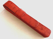 Vintage Rare Red/Pink Genuine Leather Pouch Case for 1 Writing Instrument Italy picture