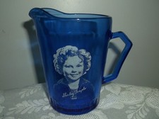 Vintage Cobalt Blue Glass Shirley Temple Pitcher Creamer 4
