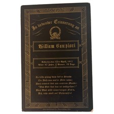 Antique German 1912 Funeral Memorial Card Gold On Black - Collectible picture