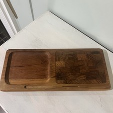 Vintage Kalmar Teak Wood Serving Board Tray Cheese Charcuterie Snack MCM picture