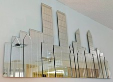 Rare Vintage 80's NYC Manhattan Skyline with Twin Towers 3D Wall Mirror 36x75 picture