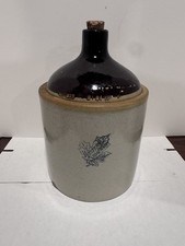 VTG 1 Gallon Western Stoneware Maple Leaf Moonshine Jug/Crock With handle.   picture