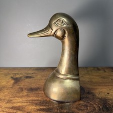 Brass Duck Head Figurine Bird Species Duck Metal Decorative Collectible picture