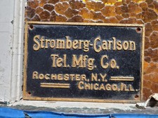 VINTAGE STROMBERG CARLSON SIGN OLD CAST IRON TELEPHONE PLAQUE TELECOMMUNICATIONS picture
