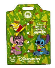 Disney Stitch Attacks Snacks 3 Pin Set 2024 August Release 8/12 LR picture