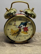 Vintage Bradley Disney Mickey Mouse Pluto Twin Bell Alarm Clock Hong Kong Windup picture